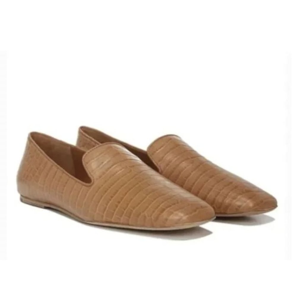 Vince Padded Clark Square Toe Dress Loafers in Tan Croc